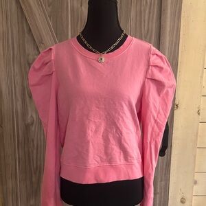 Elegant Pink Puff Sleeve Sweatshirt
